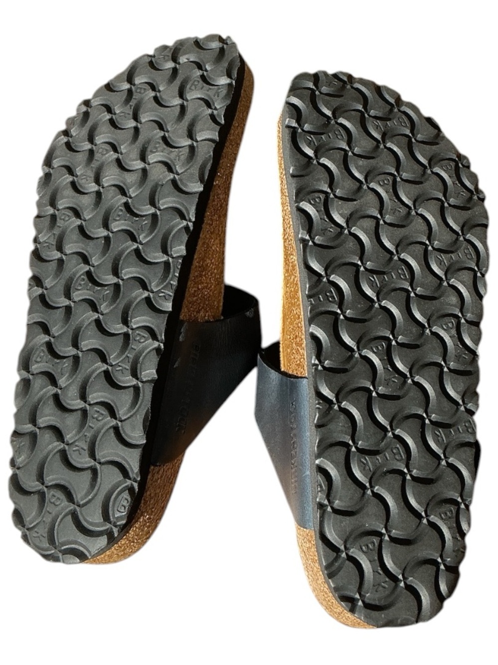 Birkenstock Black Leather Thong Sandals with Cork Footbed - Picture 5 of 5